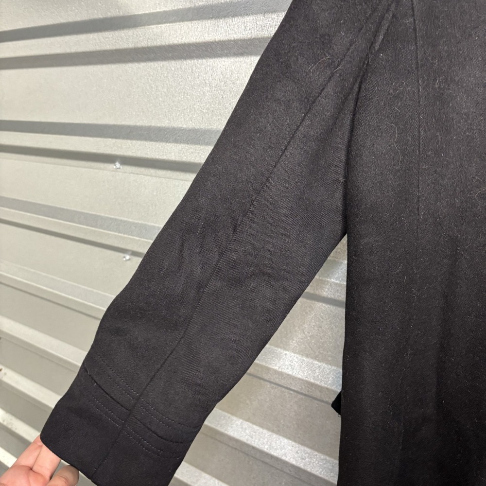 J Crew Mens Black Wool Blend Button Up Funnel Neck Coat **NO SIZE** - Picture 8 of 16